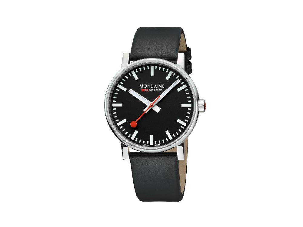 Mondaine SBB Evo Quartz Watch, Polished stainless, Black, 43 mm MSE.43120.LB