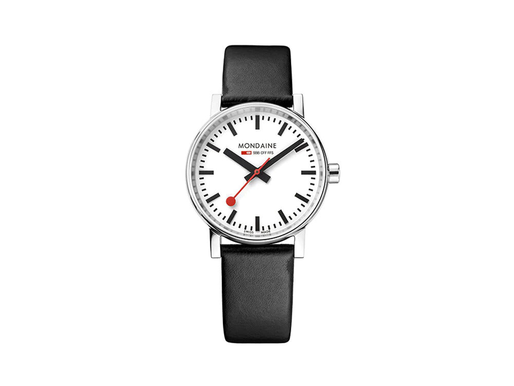 Mondaine SBB Evo2 Quartz Watch, White, 35 mm, Leather strap, MSE.35110.LB