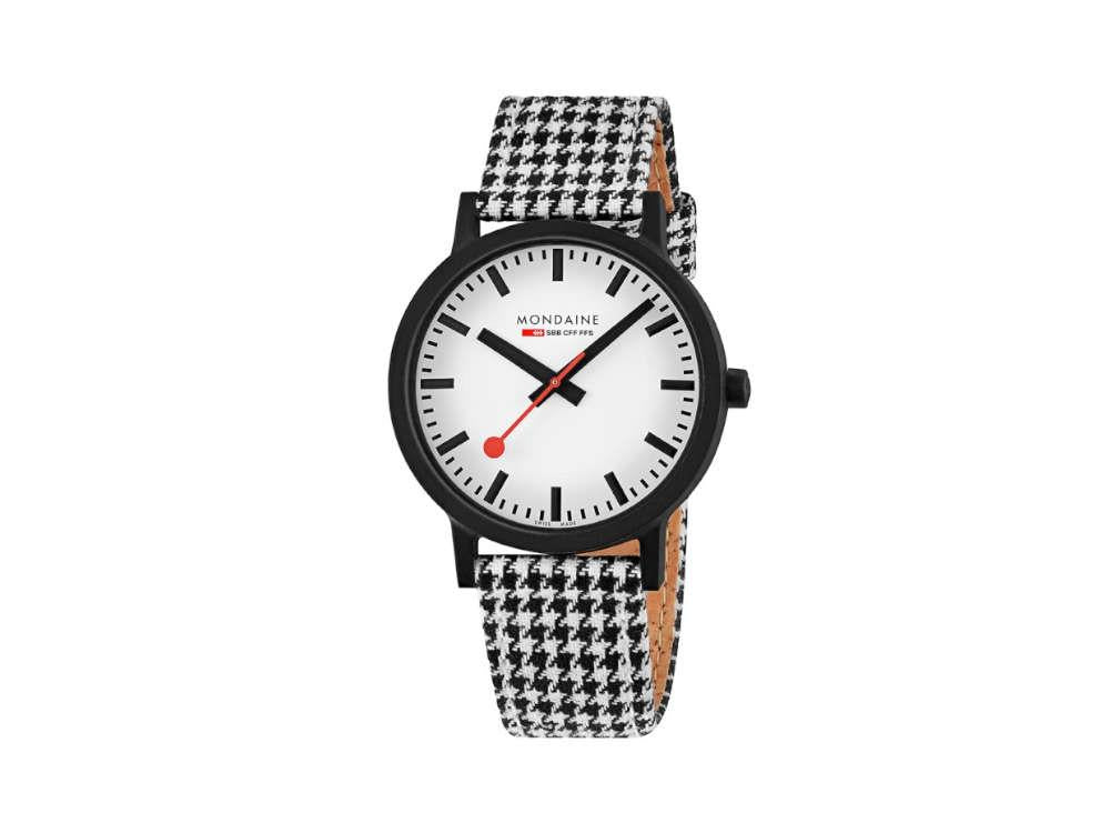 Mondaine SBB Evo2 Quartz Watch, White, 41 mm, Fabric strap, MS1.41110.LN