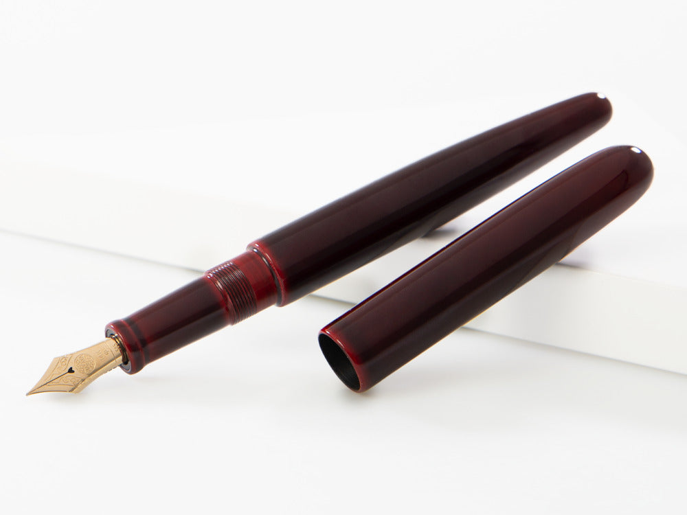 Nakaya Cigar Fountain Pen Long Aka-Tamenuri, Ebonite, Urushi lacquer