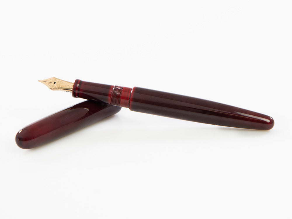 Nakaya Cigar Fountain Pen Long Aka-Tamenuri, Ebonite, Urushi lacquer