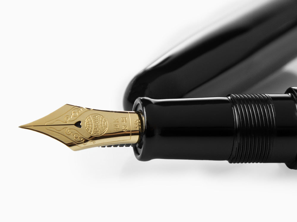 Nakaya Cigar Kuro-Roiro Portable Black Fountain Pen, Urushi lacquer