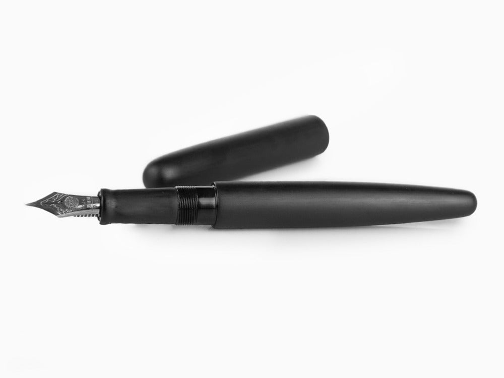 Nakaya Cigar Fountain Pen Long, Black Hairline, Ebonite, Ruthenium