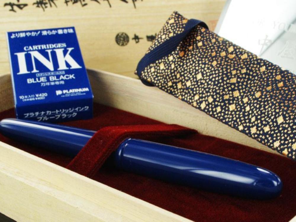 Nakaya Cigar Fountain Pen Portable, Kikyo, Urushi lacquer, Rhodium