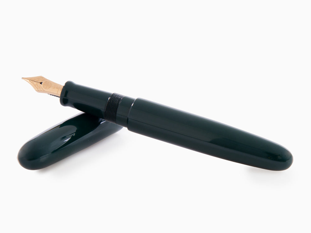 Nakaya D-17mm Cigar Fountain Pen Portable, Midori, Ebonite, 14k Gold