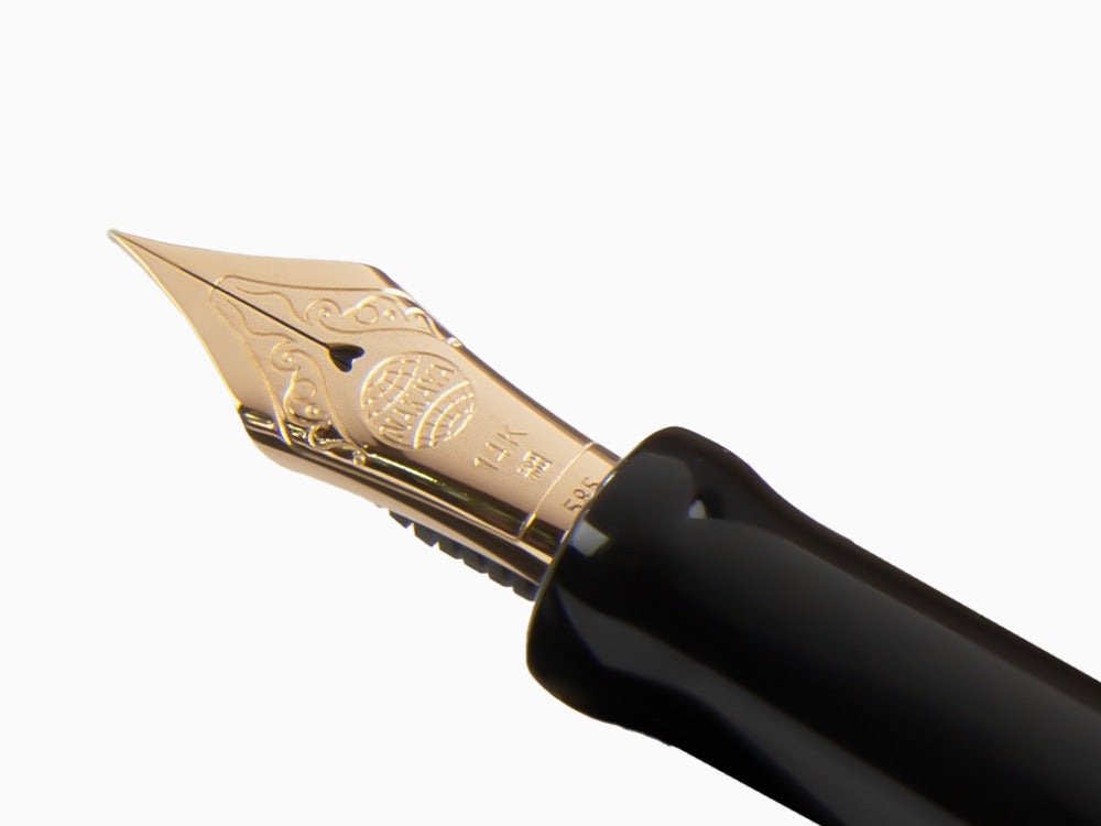 Nakaya Desk Kuro-Roiro Fountain Pen, Black, Urushi lacquer, 14k Gold,