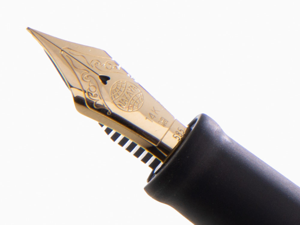 Nakaya Desk Fountain Pen, Black Hairline, Ebonite, 14k Gold,