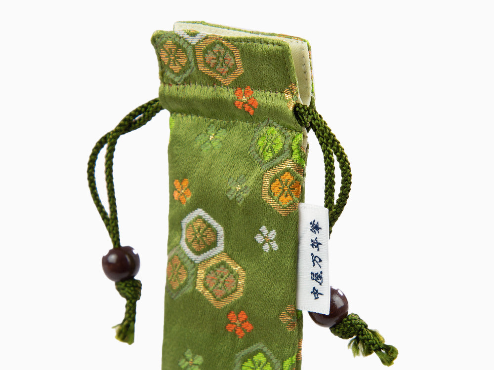 Nakaya Kyoto 'Nishijin-ori' textile Pen pouch for 1 pen Green