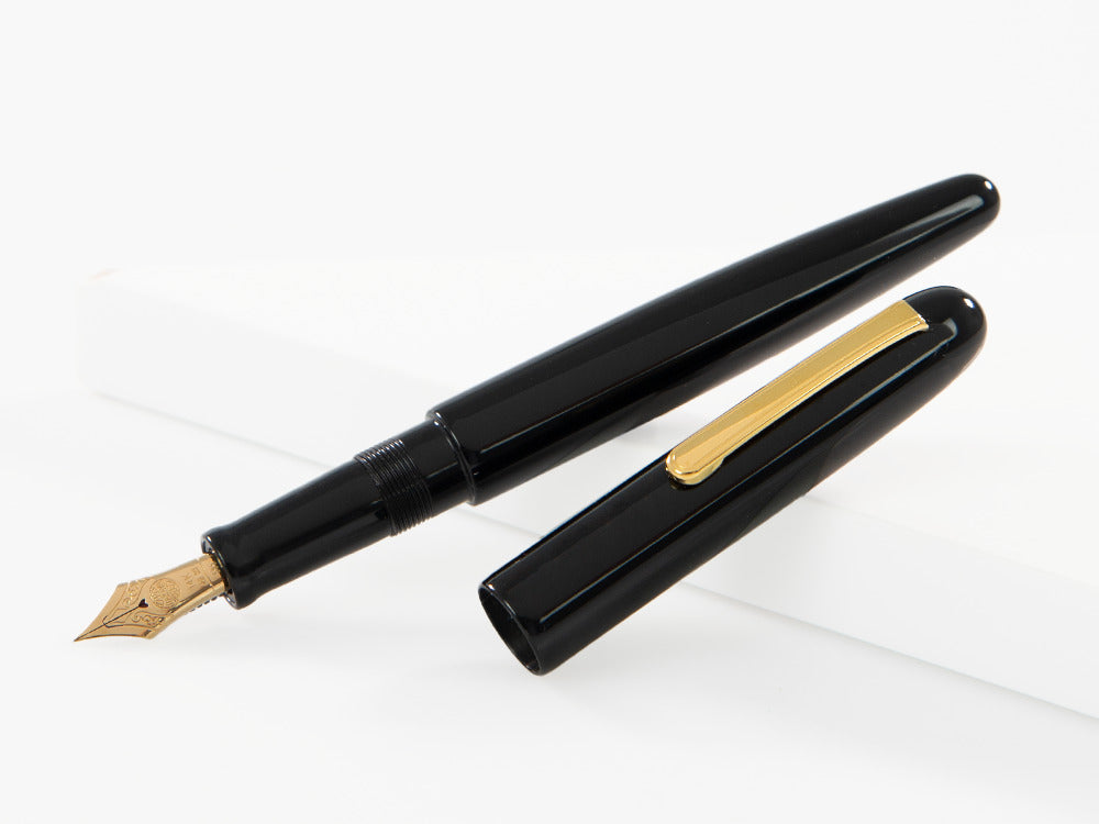 Nakaya Writer Kuro-Roiro Black Fountain Pen, Long, Ebonite