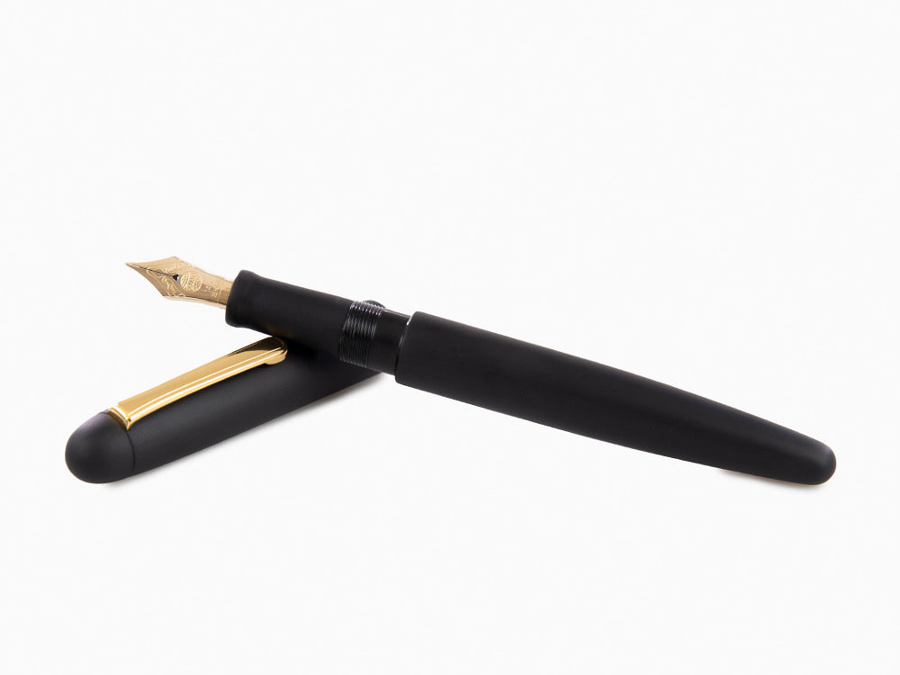 Nakaya Writer Black Hairline Fountain Pen, Long, Ebonite