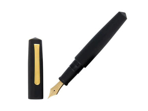 Nakaya Writer Fountain Pen Black Hairline, Piccolo, Ebonite, Gold nib