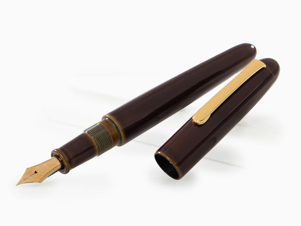 Nakaya Writer Long Fountain Pen, Heki Tamenuri, Ebonite / Urushi lacquer