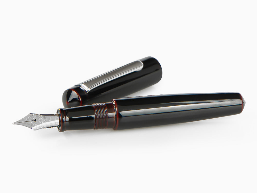 Nakaya Writer Fountain Pen Kuro-Tamenuri, Piccolo, Ebonite, Rhodium