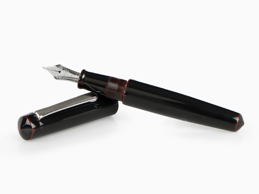 Nakaya Writer Fountain Pen Kuro-Tamenuri, Piccolo, Ebonite, Rhodium