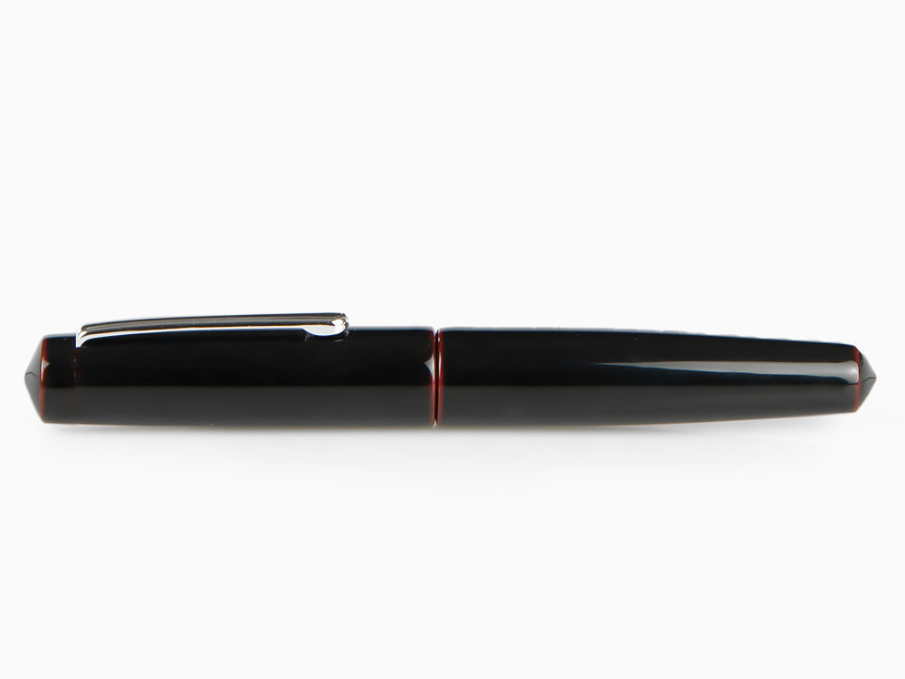 Nakaya Writer Fountain Pen Kuro-Tamenuri, Piccolo, Ebonite, Rhodium