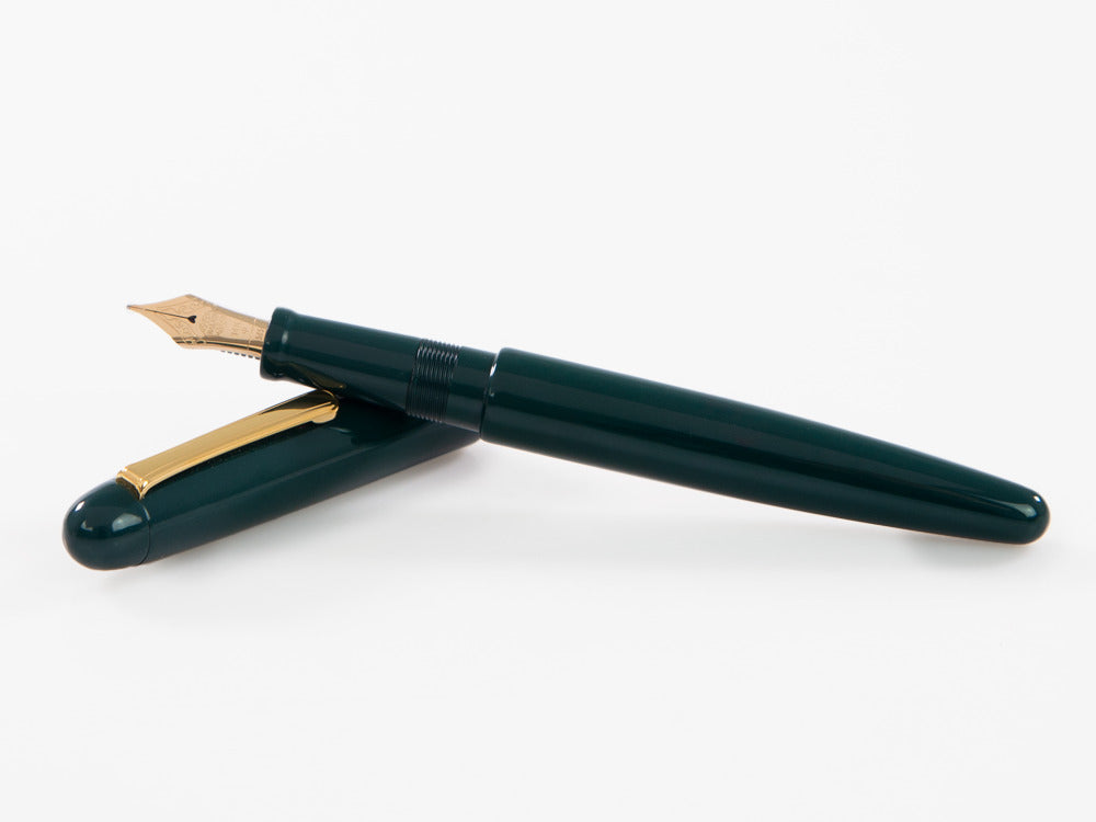 Nakaya Writer Long Fountain Pen Midori, Ebonite, Gold plated