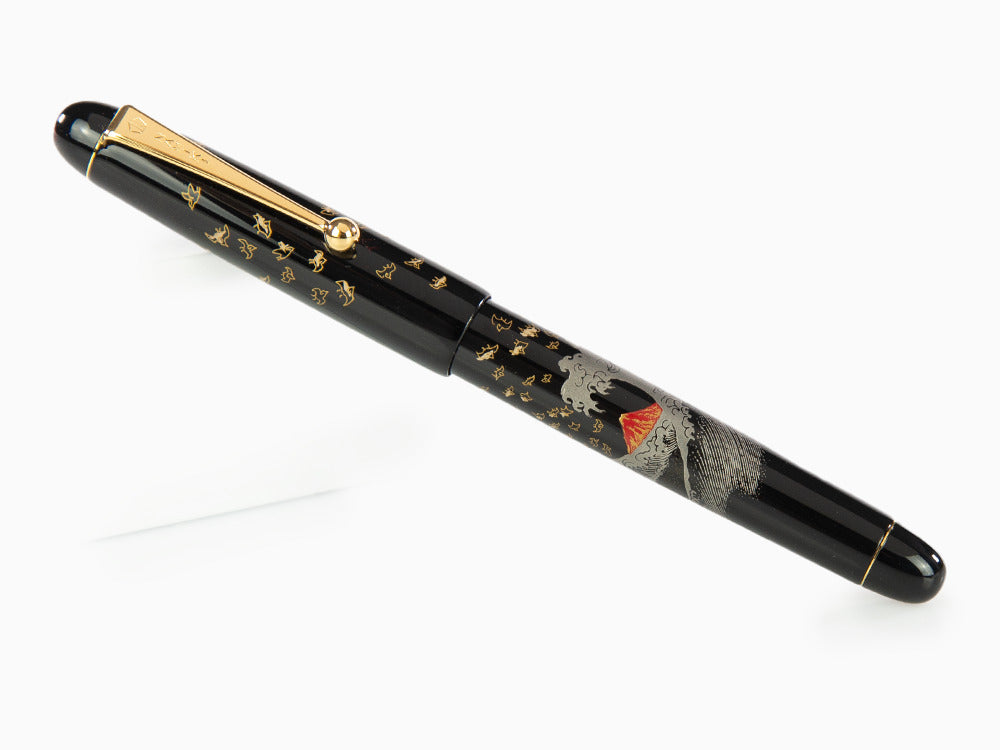 Namiki Tradition Mount Fuji and Wave Rollerball pen, Gold trim, BLK-30P-7-FN