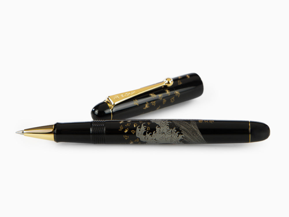 Namiki Tradition Mount Fuji and Wave Rollerball pen, Gold trim, BLK-30P-7-FN