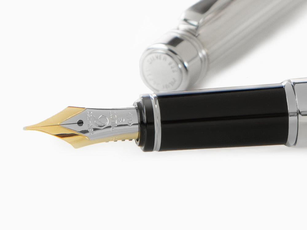 Pilot Grance Stripe Fountain Pen, Rhodium trim, Silver, FGNZ-35SS-GS