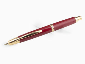 Pilot Retractable Fountain Pen, Gold, Red, "Capless"