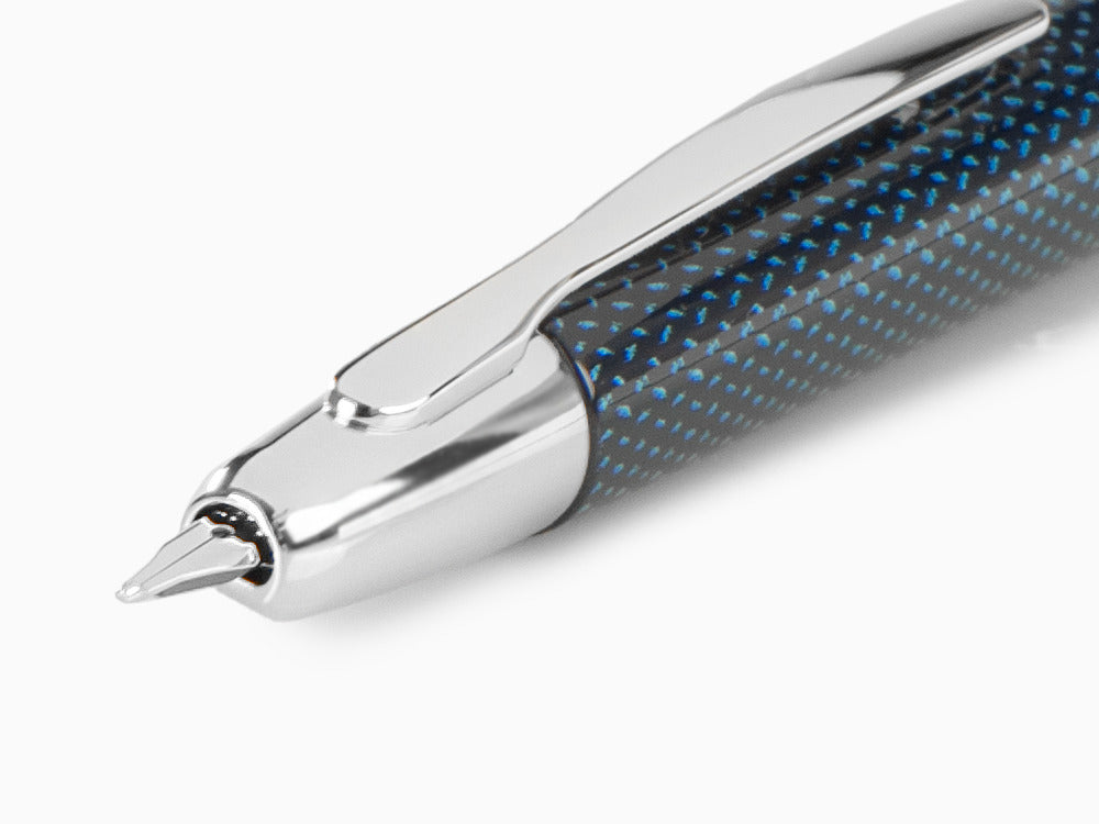 Pilot Capless Vanishing Blue Carbonesque Point Fountain Pen, Chrome