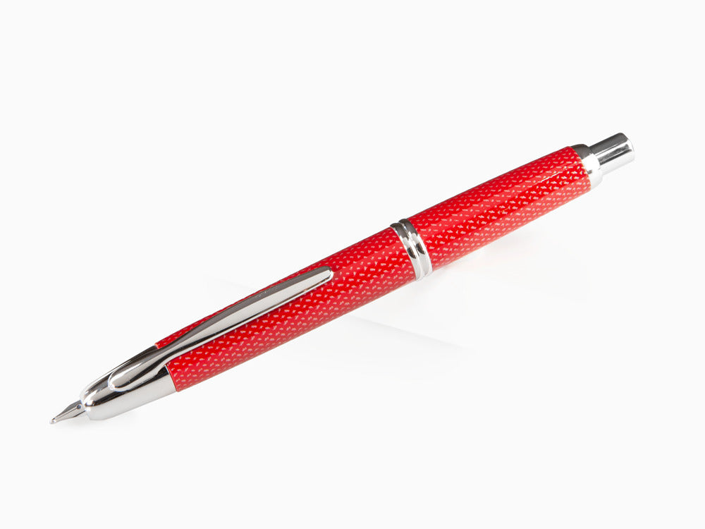 Pilot Capless Fountain Pen, Carbon fibre, Rhodium trim, Red