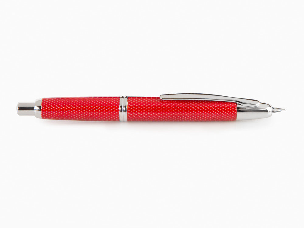 Pilot Capless Fountain Pen, Carbon fibre, Rhodium trim, Red