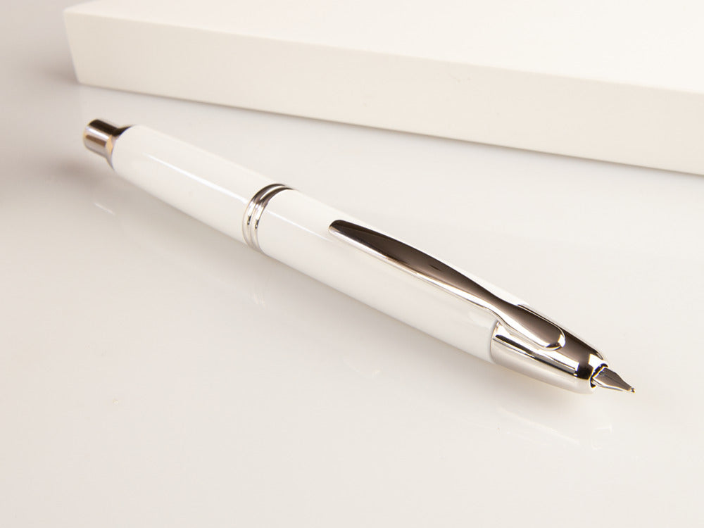 Pilot Capless Retractable Fountain Pen White, Chrome