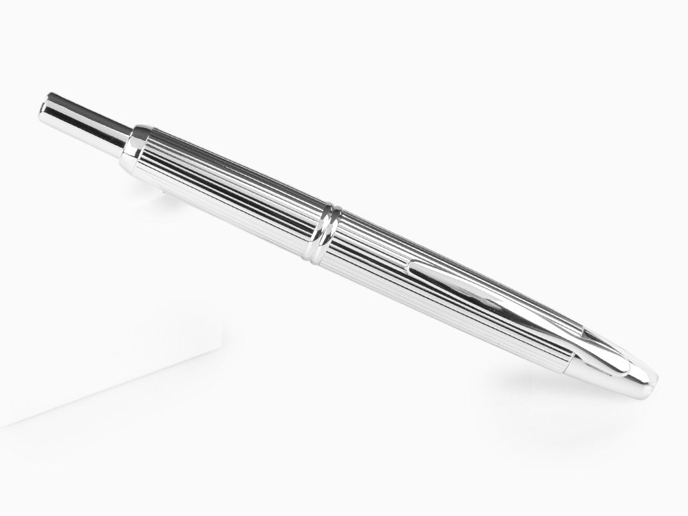 Pilot Capless Stripes Fountain Pen, Metal, Rhodium trim, Silver