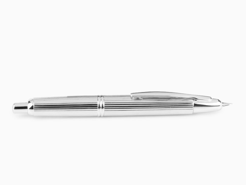 Pilot Capless Stripes Fountain Pen, Metal, Rhodium trim, Silver