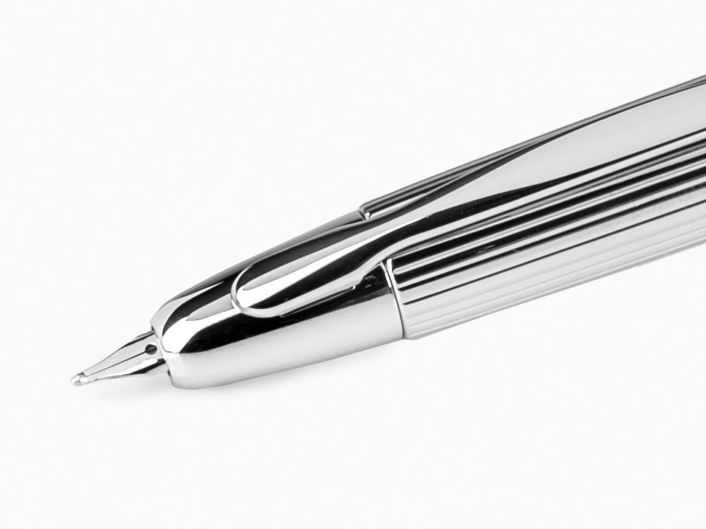 Pilot Capless Stripes Fountain Pen, Metal, Rhodium trim, Silver