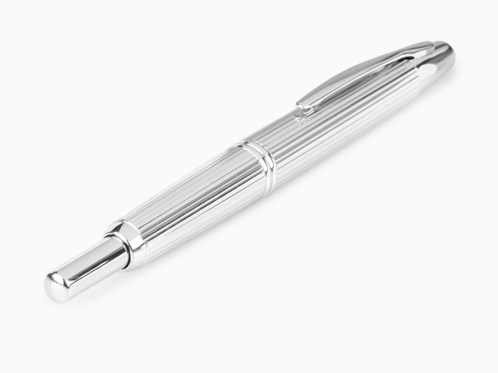 Pilot Capless Stripes Fountain Pen, Metal, Rhodium trim, Silver