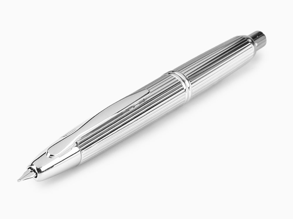 Pilot Capless Stripes Fountain Pen, Metal, Rhodium trim, Silver