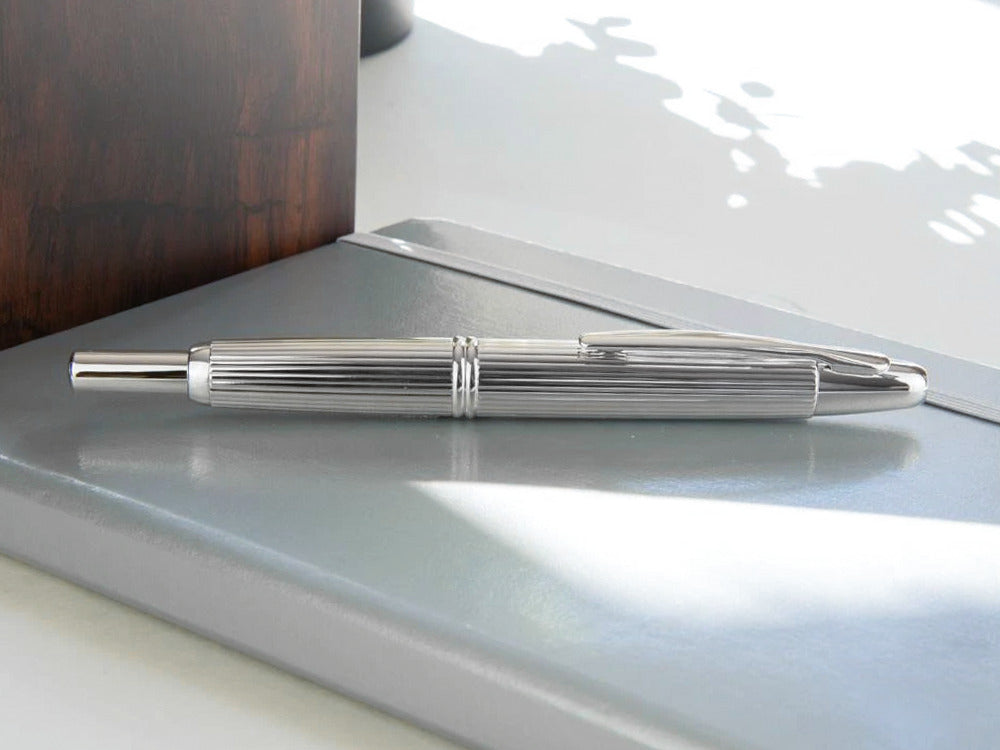 Pilot Capless Stripes Fountain Pen, Metal, Rhodium trim, Silver