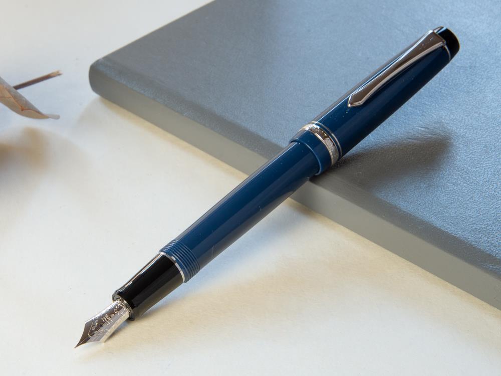 Pilot Custom Heritage 91 Fountain Pen, Resin, Chrome Trim, Blue, NH91A