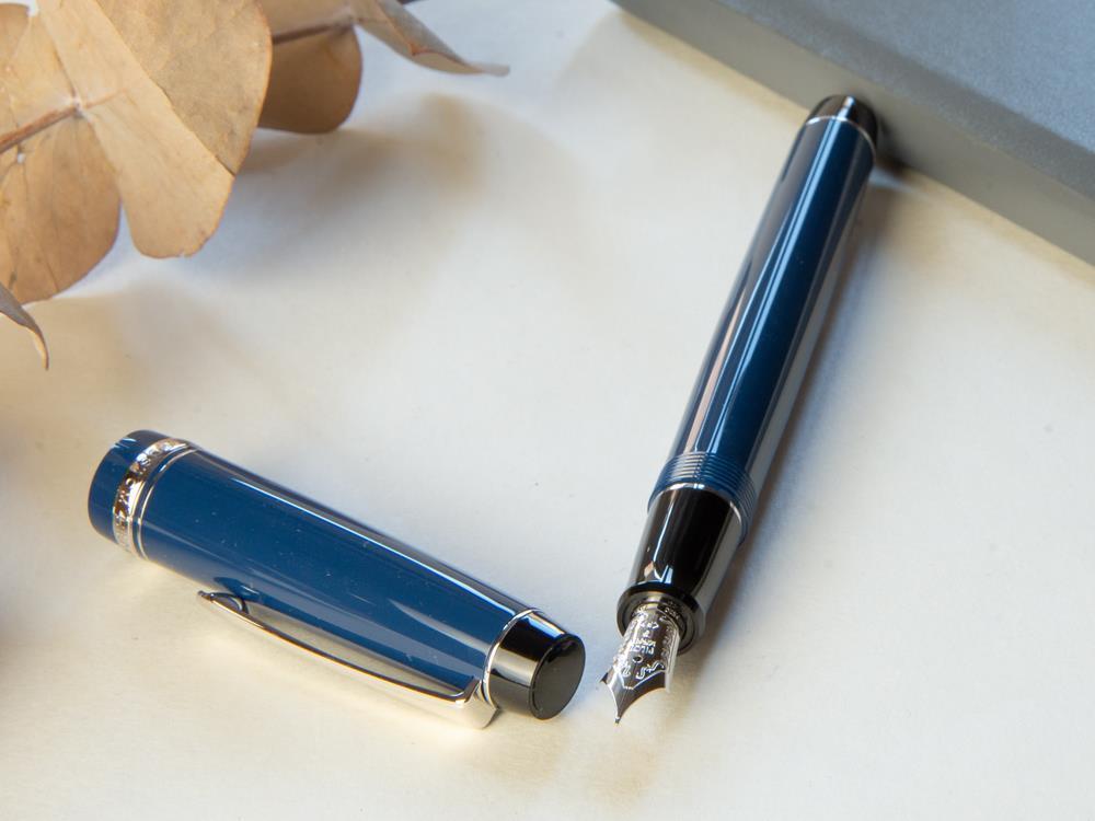 Pilot Custom Heritage 91 Fountain Pen, Resin, Chrome Trim, Blue, NH91A