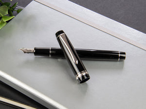 Pilot Custom Heritage 91 Fountain Pen, Resin, Chrome, Black, NH91N