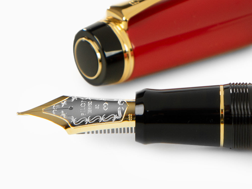 Pilot Custom Urushi Fountain Pen, Ebonite, Gold trim, Red, NPUR