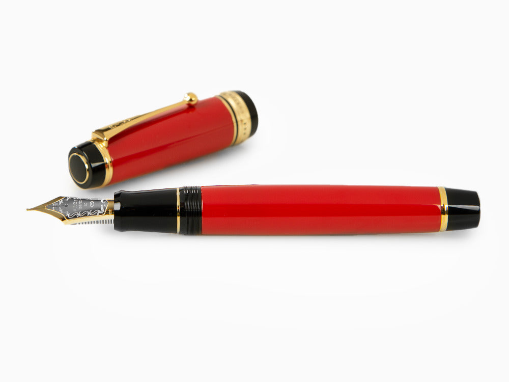 Pilot Custom Urushi Fountain Pen, Ebonite, Gold trim, Red, NPUR