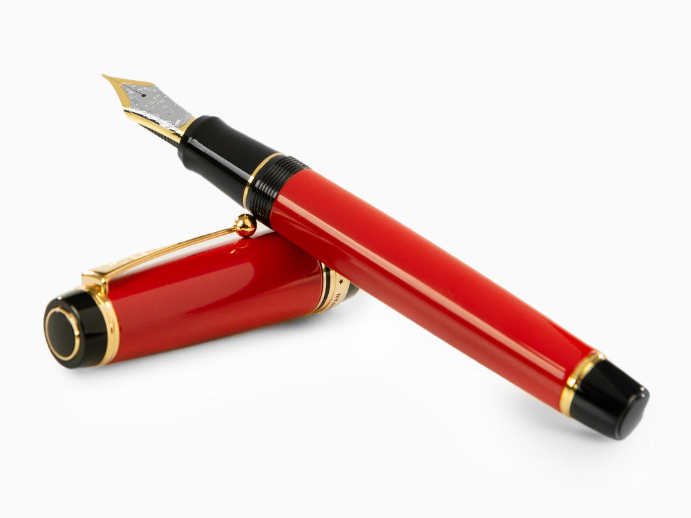 Pilot Custom Urushi Fountain Pen, Ebonite, Gold trim, Red, NPUR