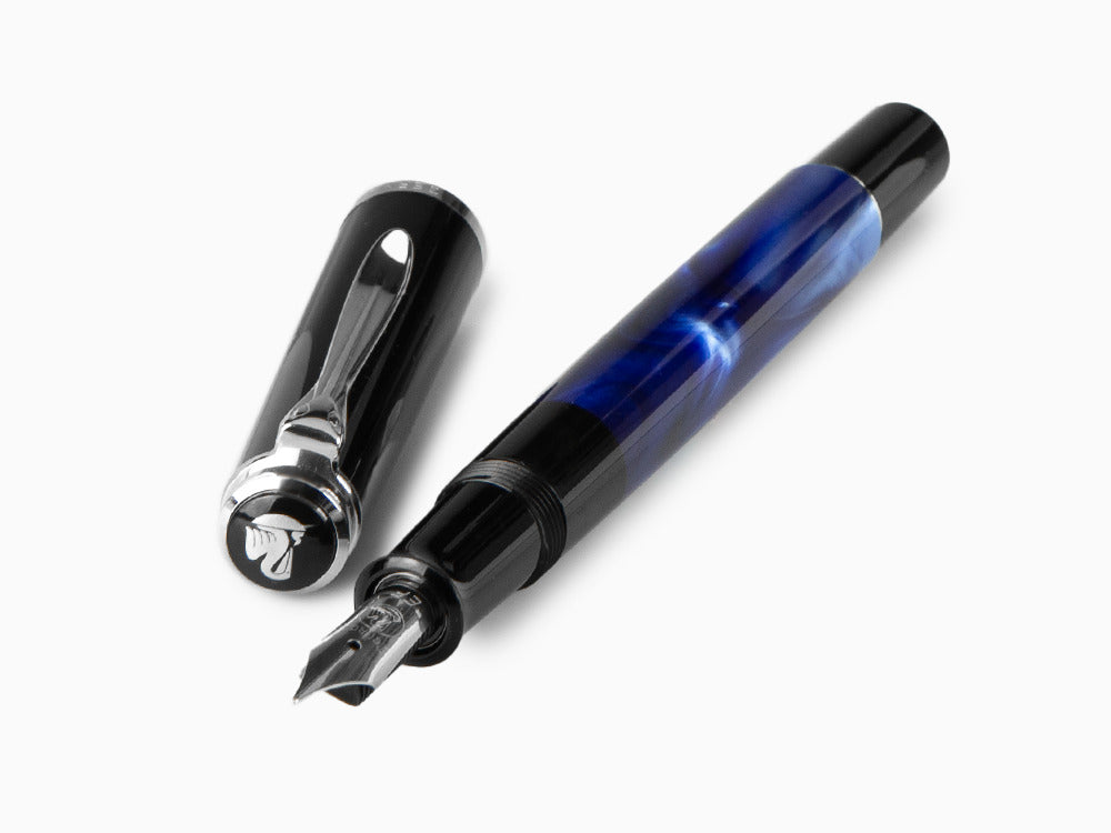 Pelikan Classic M205 Fountain Pen, Blue Marble, Chrome trim, 801973