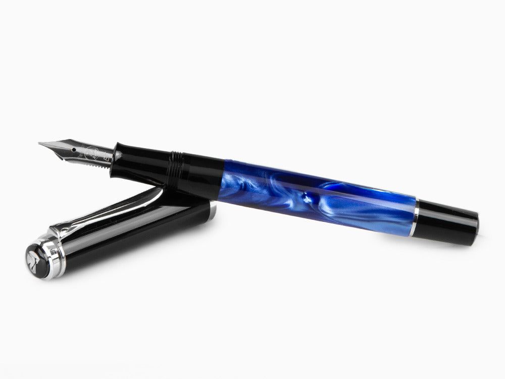 Pelikan Classic M205 Fountain Pen, Blue Marble, Chrome trim, 801973