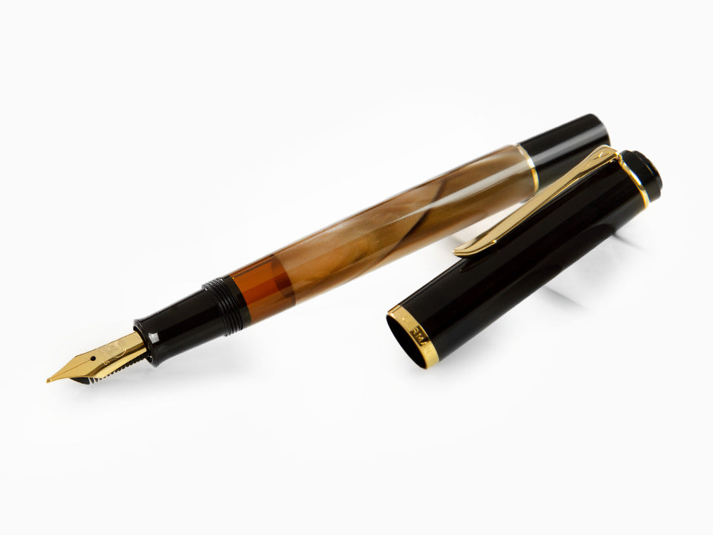 Pelikan M200 Brown Marbled Fountain Pen, Gold trim, 808897