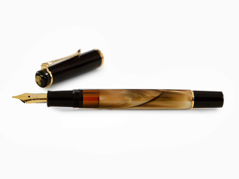 Pelikan M200 Brown Marbled Fountain Pen, Gold trim, 808897