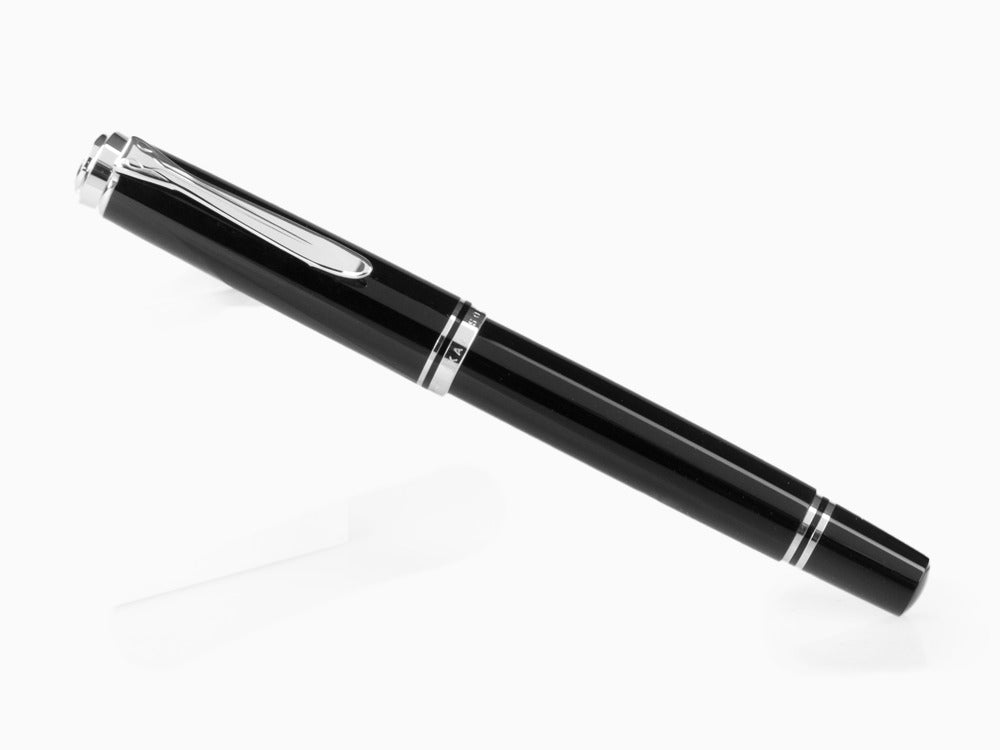 Pelikan 405 Fountain Pen, Black Resin, Silver trim, 924423