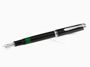 Pelikan 405 Fountain Pen, Black Resin, Silver trim, 924423