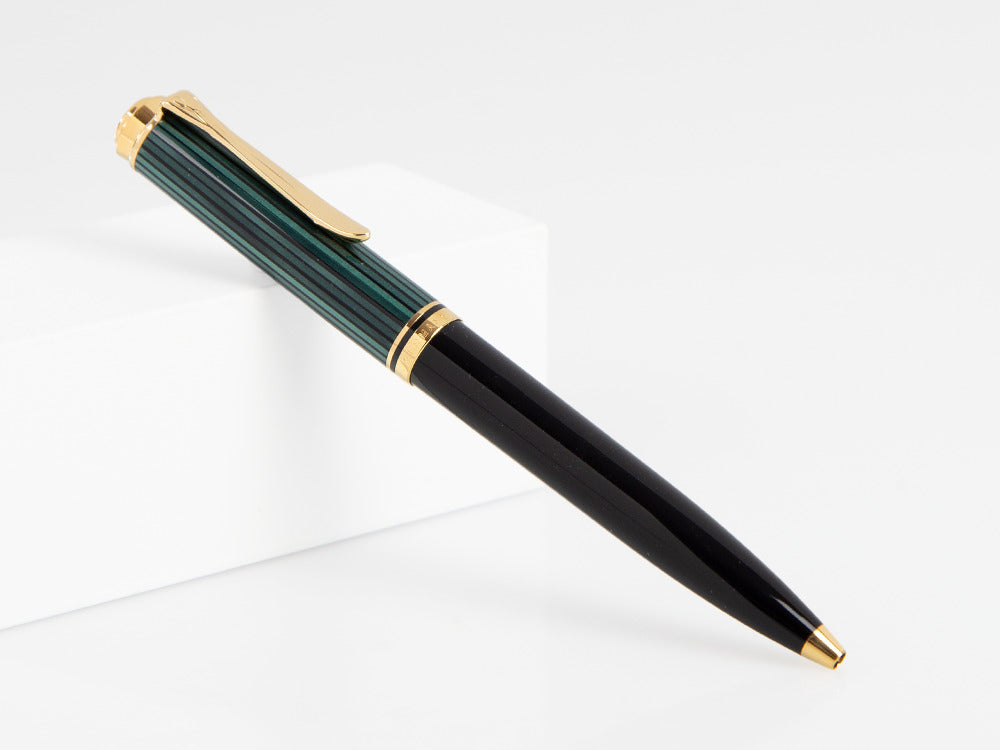 Pelikan K600 Ballpoint pen, Black and green, Gold trim, 980086