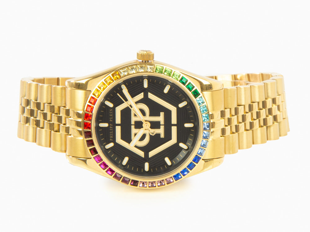 Philipp Plein Date Superlative Lady Quartz Watch, PVD Gold, 38 mm, PW2BA0623