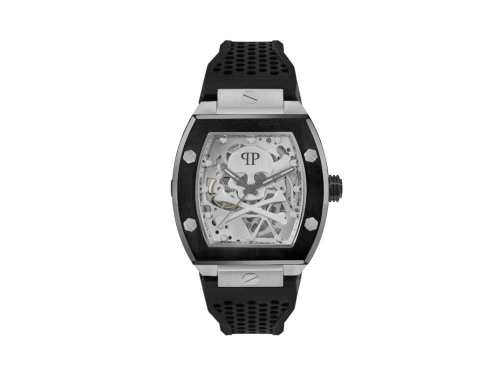 Philipp Plein The Skeleton Automatic Watch, PVD, Silver, 44 mm, PWBAA2023