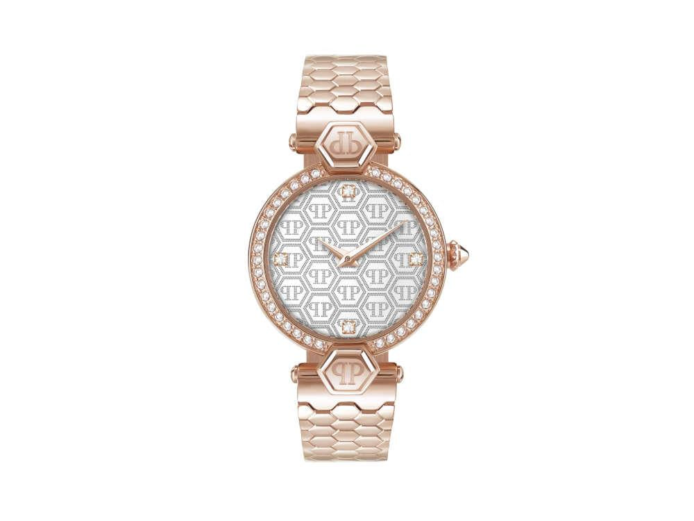 Philipp Plein Couture Lady Quartz Watch, PVD Rose Gold, White, 32 mm, PWEAA0821